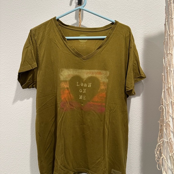 Life Is Good Tops - Life Is Good Olive Graphic V-Neck Tee